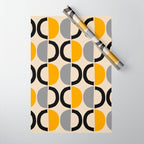 Mid Century Modern Half Circle Pattern 547 Beige Black Gray and Yellow Wrapping Paper Gallery Image 1