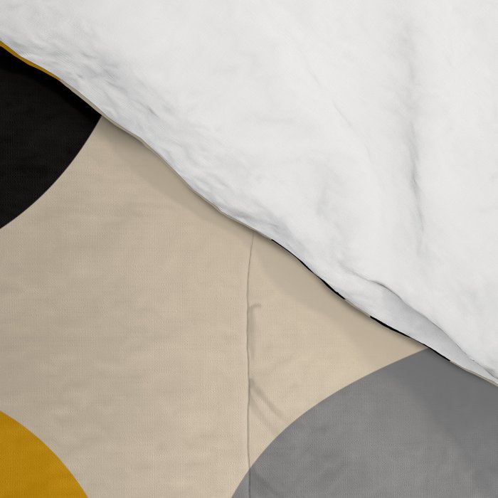 Mid Century Modern Half Circle Pattern 547 Beige Black Gray and Yellow Comforter Gallery Image 4