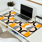 Mid Century Modern Half Circle Pattern 547 Beige Black Gray and Yellow Desk Mat Gallery Image 2