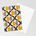 Mid Century Modern Half Circle Pattern 547 Beige Black Gray and Yellow Stationery Card Gallery Image 2