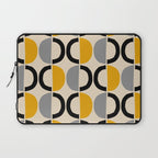 Mid Century Modern Half Circle Pattern 547 Beige Black Gray and Yellow Laptop Sleeve Gallery Image 1