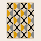 Mid Century Modern Half Circle Pattern 547 Beige Black Gray and Yellow Poster Gallery Image 4