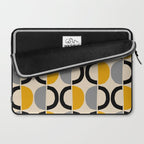 Mid Century Modern Half Circle Pattern 547 Beige Black Gray and Yellow Laptop Sleeve Gallery Image 2