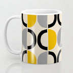 Mid Century Modern Half Circle Pattern 547 Beige Black Gray and Yellow Coffee Mug Gallery Image 3