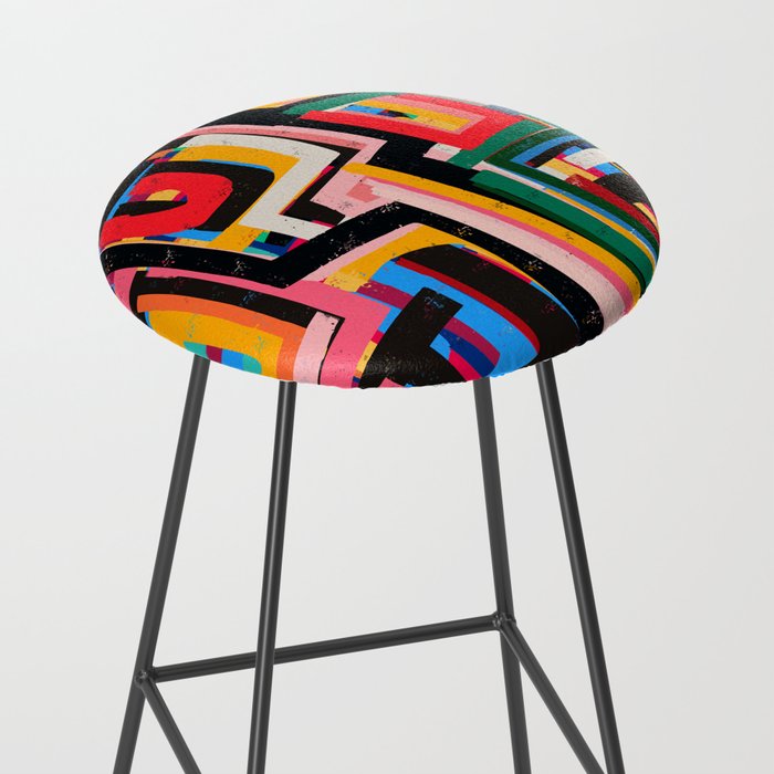 Neo Cubism Abstract Art Pattern Mystic Stool Gallery Image 2