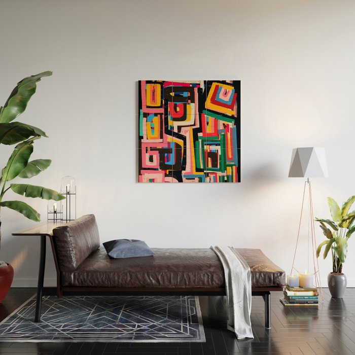 Neo Cubism Abstract Art Pattern Mystic Wood Wall Art Gallery Image 2