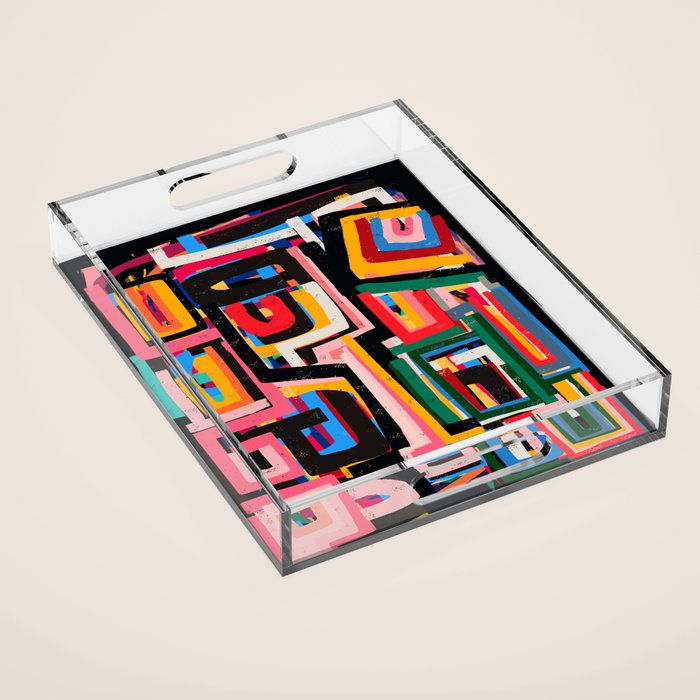 Neo Cubism Abstract Art Pattern Mystic Acrylic Tray Gallery Image 1