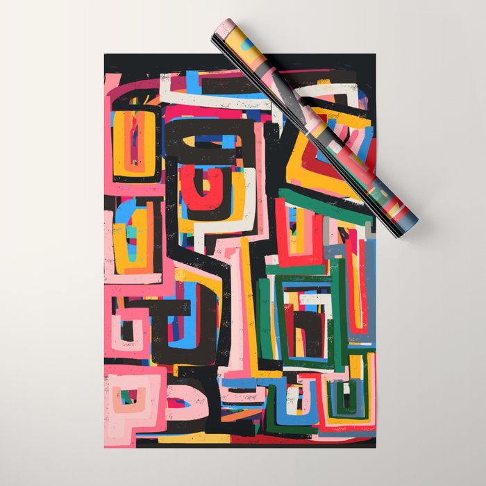 Neo Cubism Abstract Art Pattern Mystic Wrapping Paper Gallery Image 1