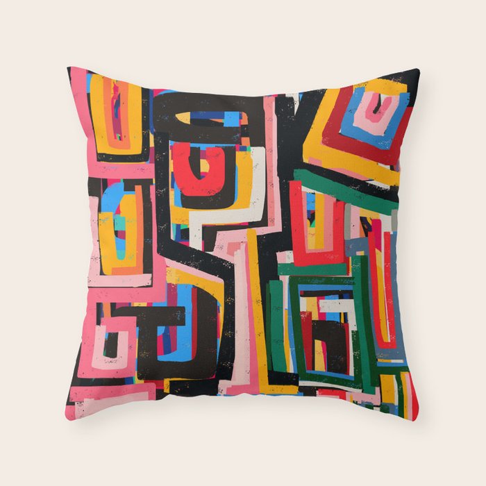 Neo Cubism Abstract Art Pattern Mystic Throw Pillow Gallery Image 1