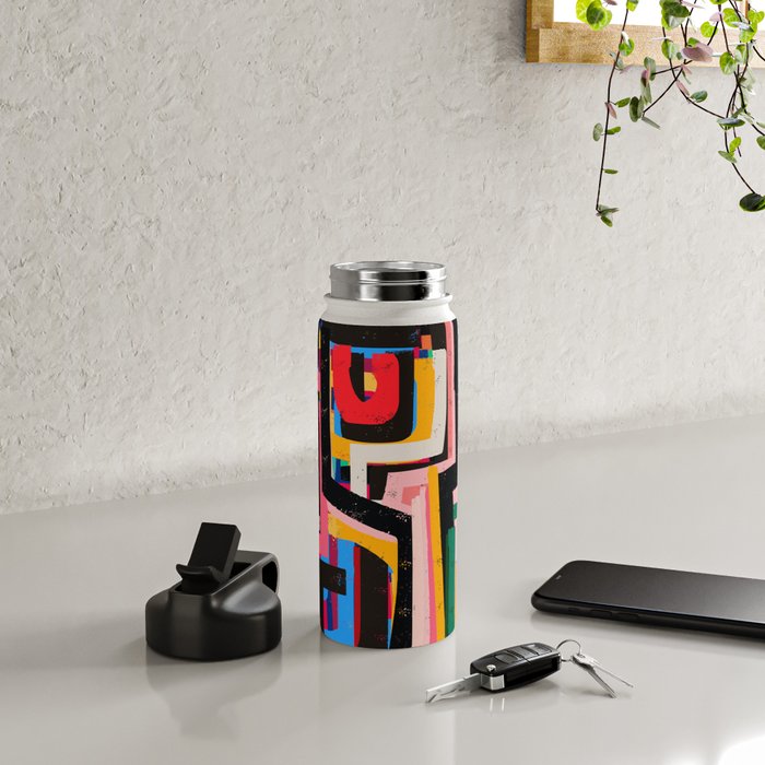Neo Cubism Abstract Art Pattern Mystic Water Bottle Gallery Image 4