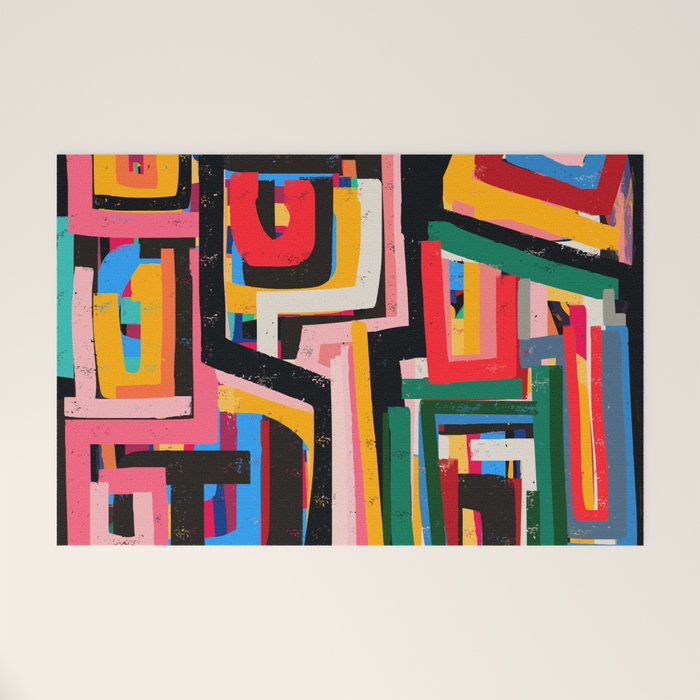 Neo Cubism Abstract Art Pattern Mystic Welcome Mat Gallery Image 1