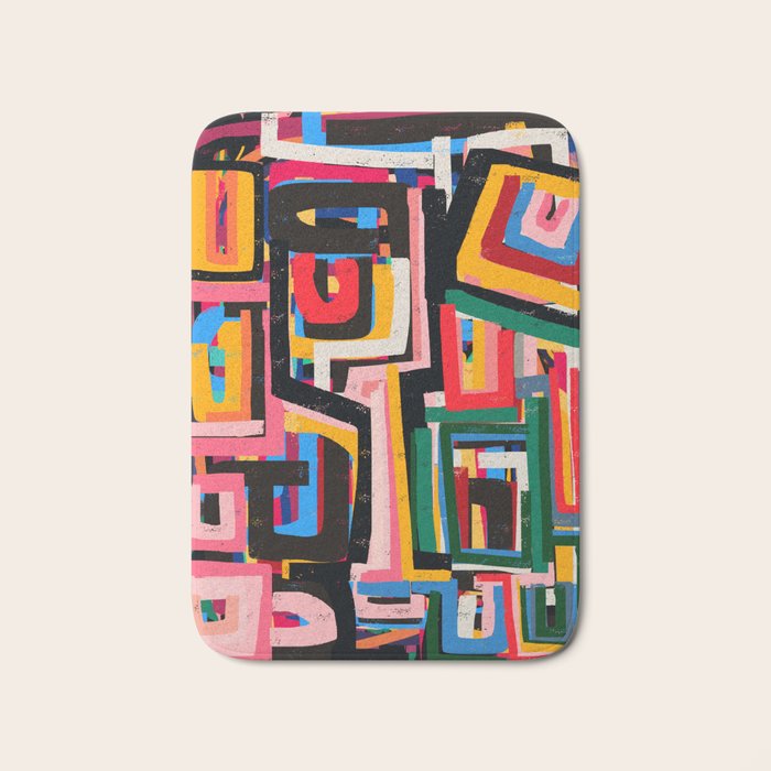 Neo Cubism Abstract Art Pattern Mystic Bath Mat Gallery Image 1