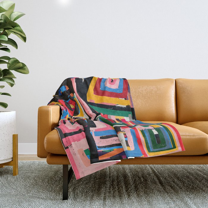 Neo Cubism Abstract Art Pattern Mystic Throw Blanket Gallery Image 1