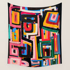 Neo Cubism Abstract Art Pattern Mystic Wall Tapestry Gallery Image 4