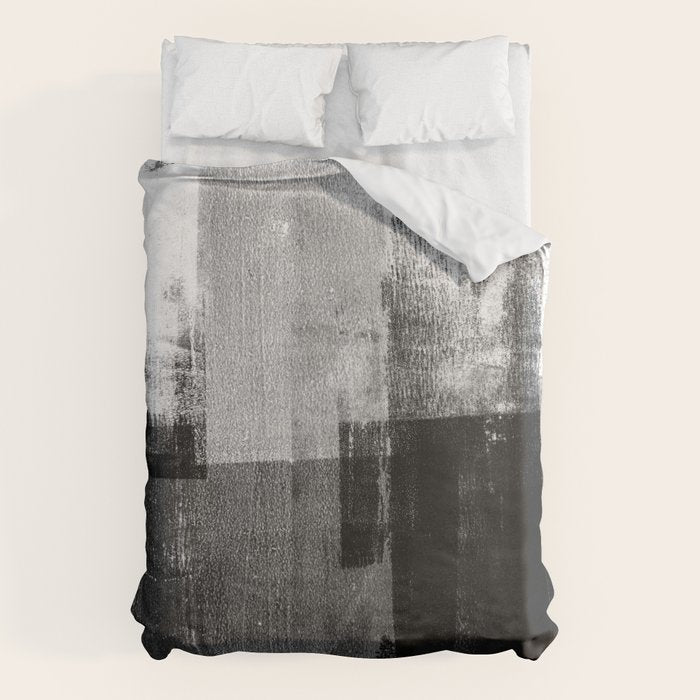Black and White Minimalist Industrial Abstract Duvet Cover Gallery Image 6