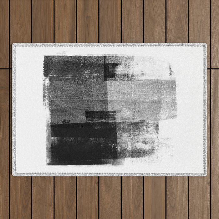 Black and White Minimalist Industrial Abstract Outdoor Rug Gallery Image 1