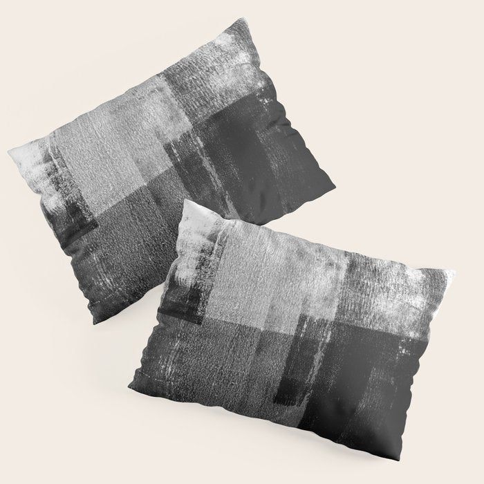 Black and White Minimalist Industrial Abstract Pillow Sham Gallery Image 3