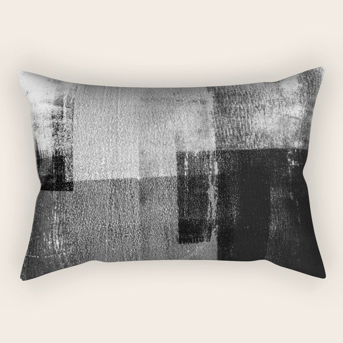 Black and White Minimalist Industrial Abstract Rectangular Pillow Gallery Image 1