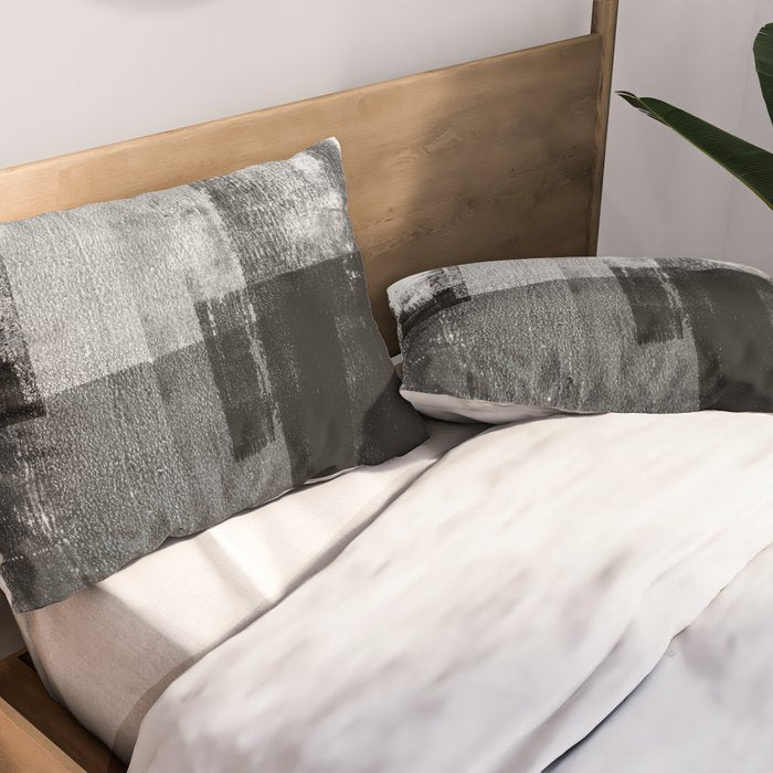 Black and White Minimalist Industrial Abstract Pillow Sham Gallery Image 2