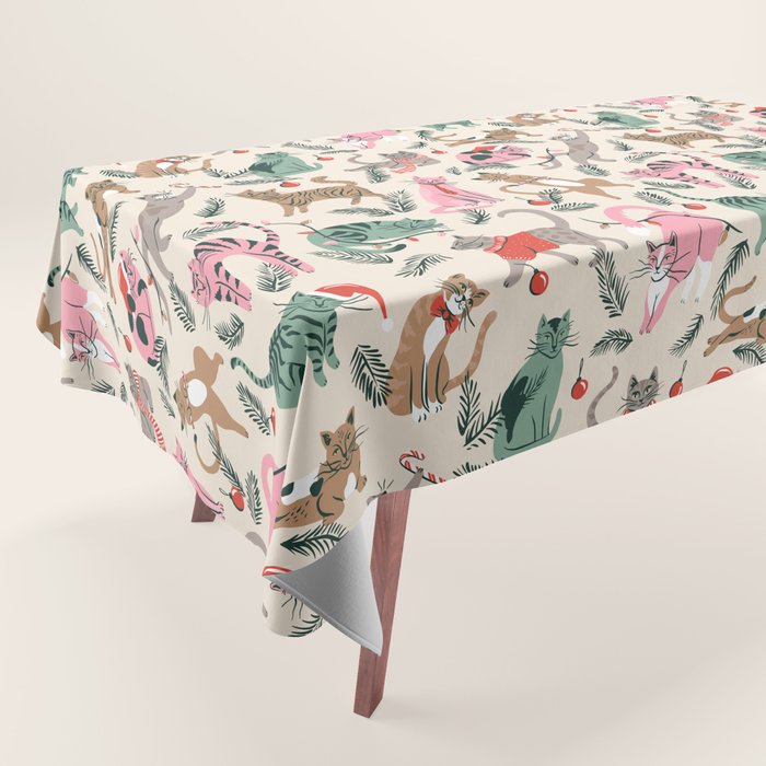 Silly Christmas Cats Tablecloth Gallery Image 1