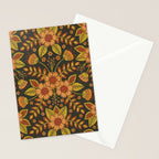 Orange, Peach, Olive Green & Dark Gray Floral Pattern Stationery Card Gallery Image 2