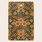 Orange, Peach, Olive Green & Dark Gray Floral Pattern Cutting Board Gallery Image 1