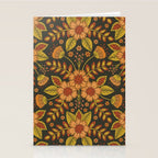Orange, Peach, Olive Green & Dark Gray Floral Pattern Stationery Card Gallery Image 2