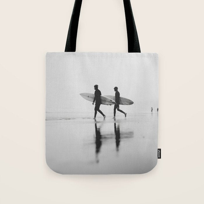 Surf Shadows - Monochrome Ocean Photography Tote Bag Gallery Image 1