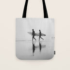 Surf Shadows - Monochrome Ocean Photography Tote Bag Gallery Image 1
