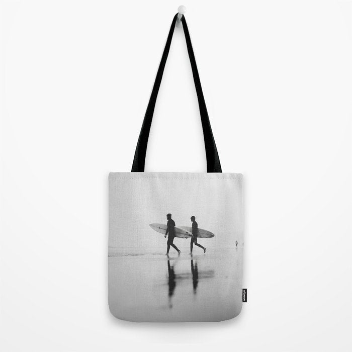Surf Shadows - Monochrome Ocean Photography Tote Bag Gallery Image 2