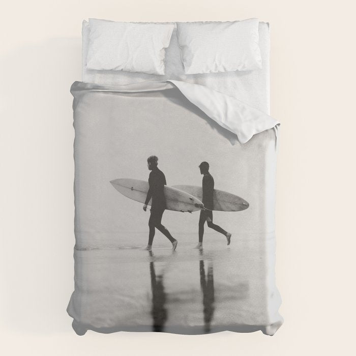 Surf Shadows - Monochrome Ocean Photography Duvet Cover Gallery Image 1