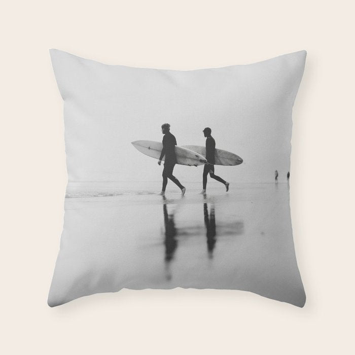 Surf Shadows - Monochrome Ocean Photography Throw Pillow Gallery Image 6