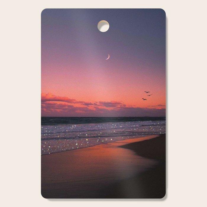 MOON LIGHT | ocean | sea | glitter | shiny | sunset | waves | nature |  seaside | Oceanside | beach Cutting Board Gallery Image 1