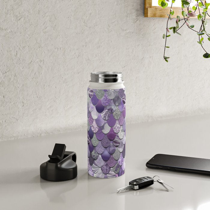 Mermaid Purple and Silver Water Bottle Gallery Image 5