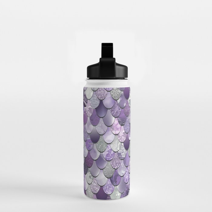 Mermaid Purple and Silver Water Bottle Gallery Image 2