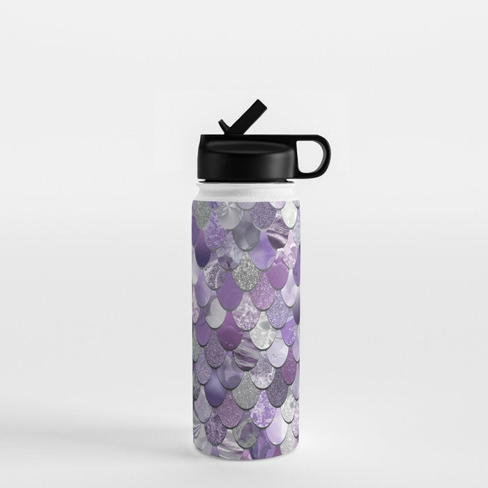 Mermaid Purple and Silver Water Bottle Gallery Image 1
