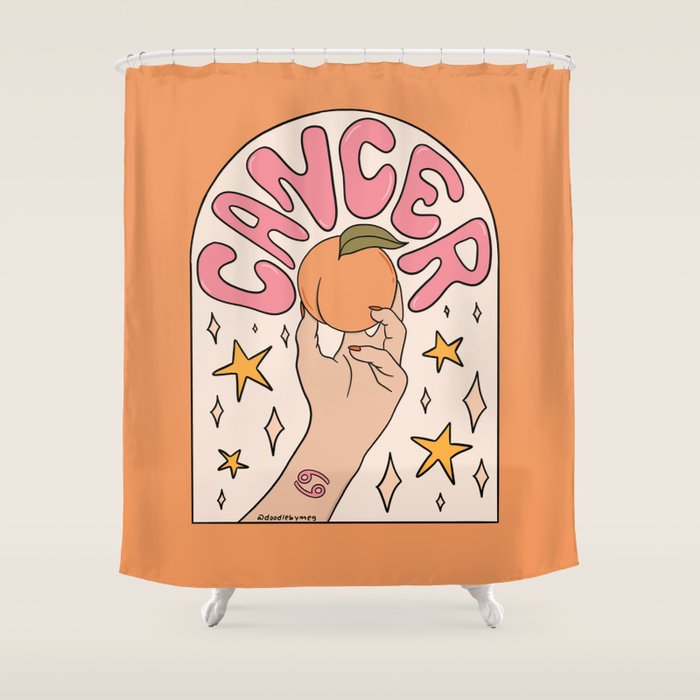 Cancer Peach Shower Curtain Gallery Image 1