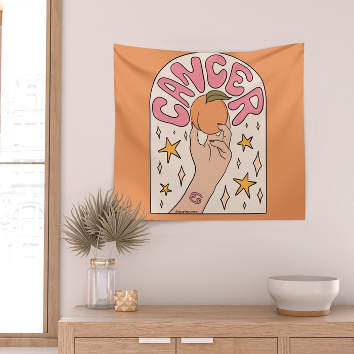 Cancer Peach Wall Tapestry Gallery Image 2