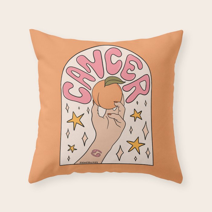 Cancer Peach Throw Pillow Gallery Image 1