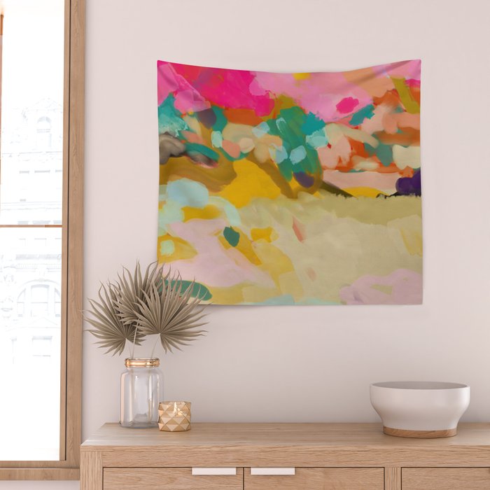 landscape light & pink clouds Wall Tapestry Gallery Image 2