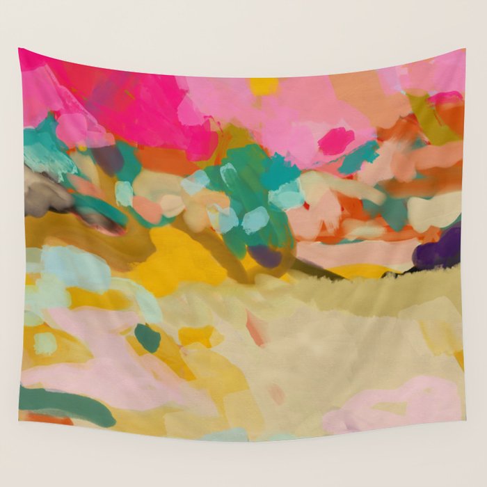 landscape light & pink clouds Wall Tapestry Gallery Image 4