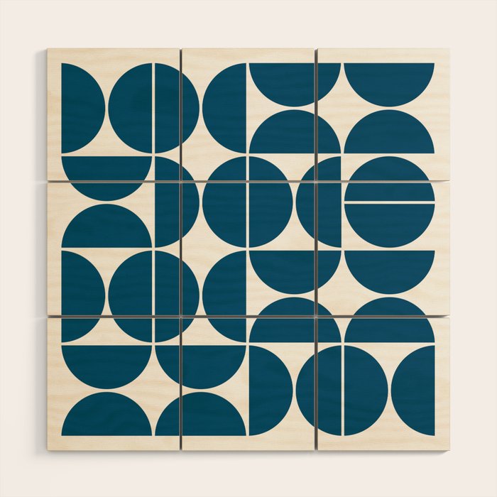 Mid Century Modern Geometric 04 Blue Wood Wall Art Gallery Image 1