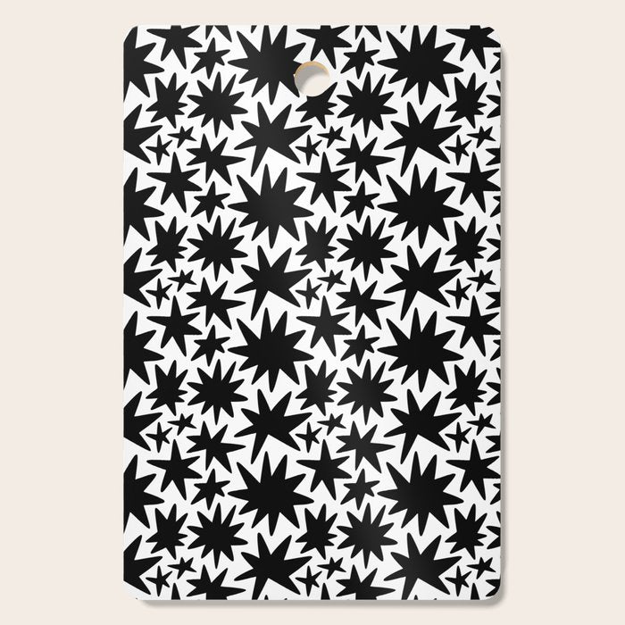 Black and white star shape pattern Cutting Board Gallery Image 1