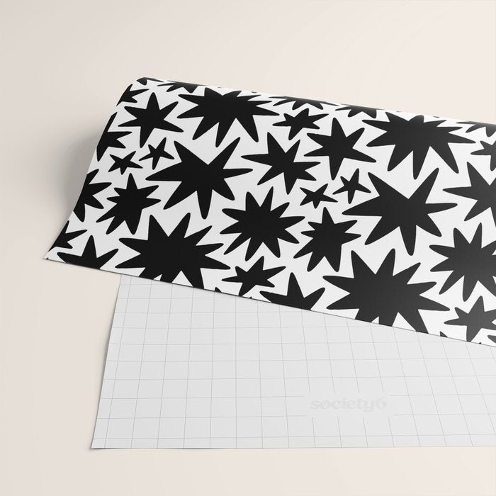 Black and white star shape pattern Wrapping Paper Gallery Image 2