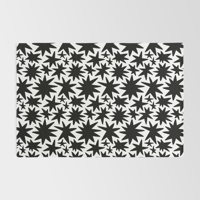 Black and white star shape pattern Rug Gallery Image 2