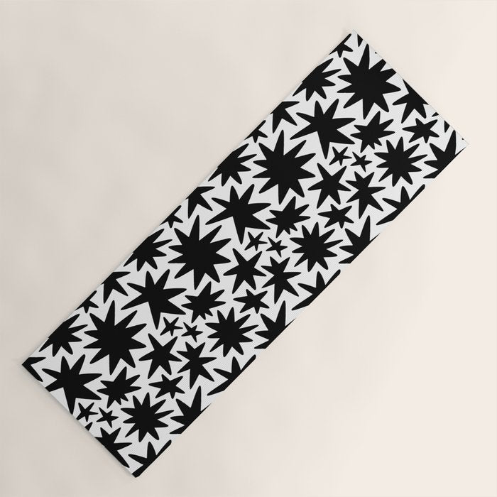 Black and white star shape pattern Yoga Mat Gallery Image 1
