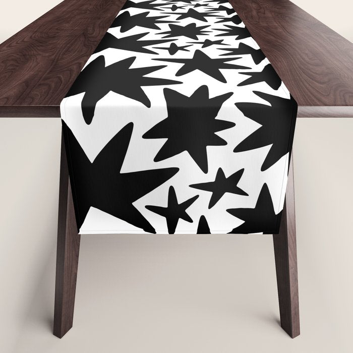 Black and white star shape pattern Table Runner Gallery Image 1