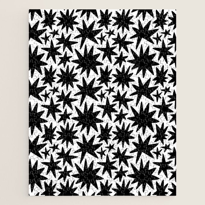 Black and white star shape pattern Jigsaw Puzzle Gallery Image 1