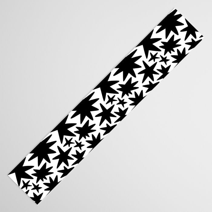 Black and white star shape pattern Table Runner Gallery Image 3
