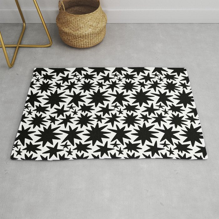 Black and white star shape pattern Rug Gallery Image 1